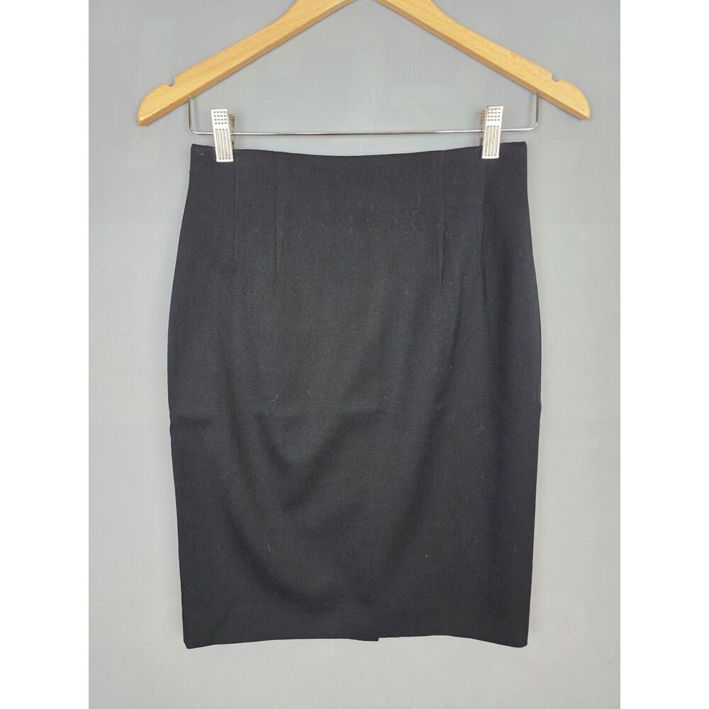 Vintage Premier Collection 4 Petite Black Wool Pencil Straight Skirt Curvy Fit